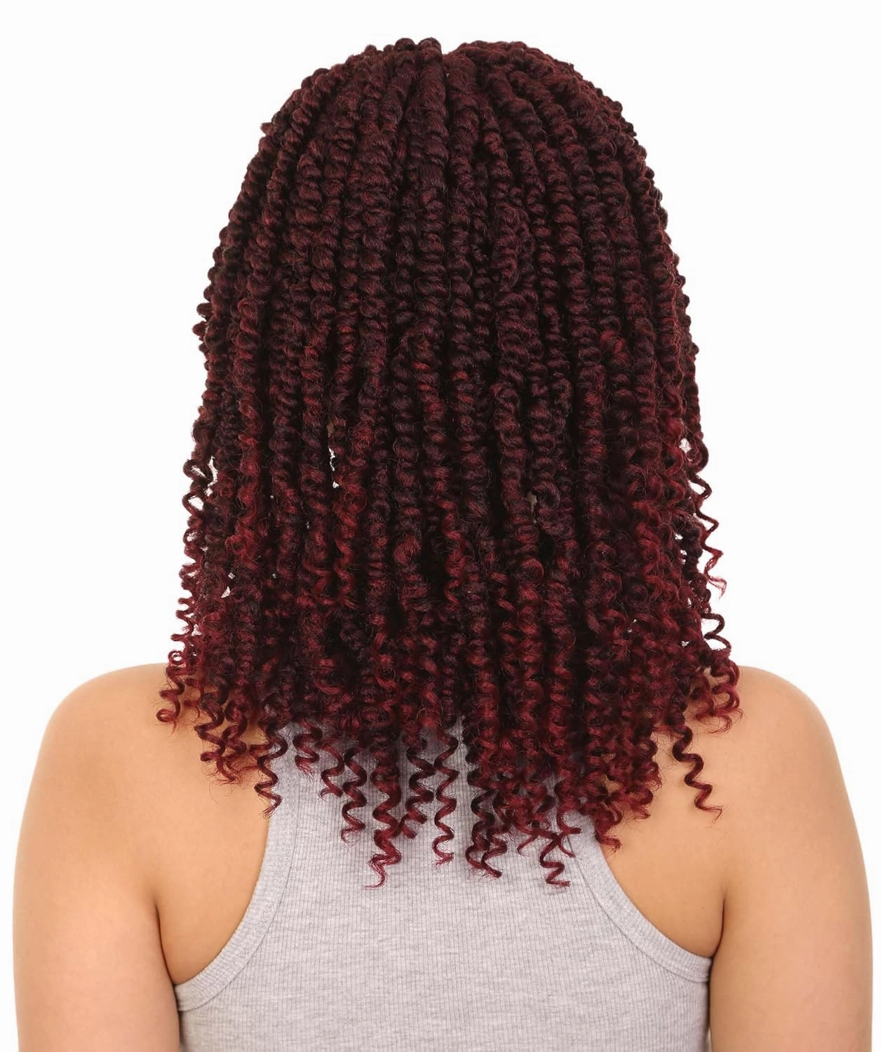 Adeline 16-inches Passion Twist 4"×5" HD Lace Wig, Heat Resistant Fiber, (Burgundy)