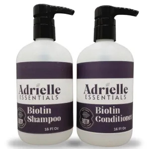Adrielle Essentials Cocoa Sugar Scented Biotin Hair Shampoo and Conditioner Set, 16 Oz Shampoo - 16 Oz Conditioner