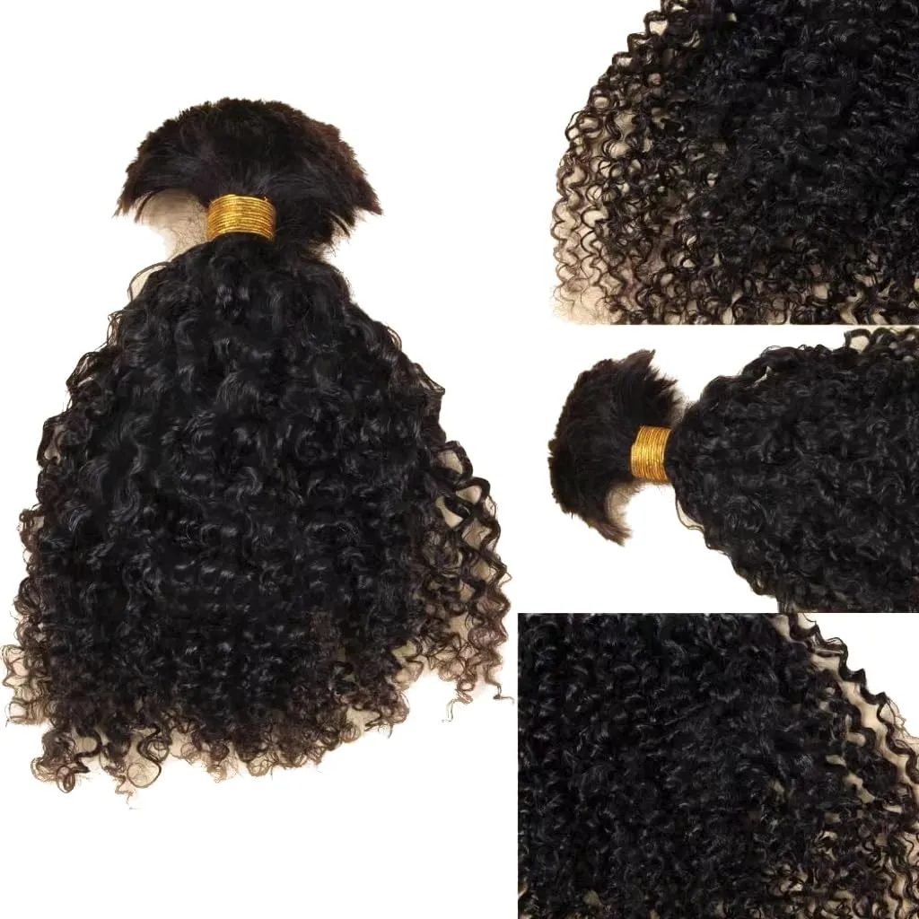 Afro Kinky Bulk Human Hair Extensions 100% Unprocessed Brazilian Virgin Human Hair 14 Inch 300g