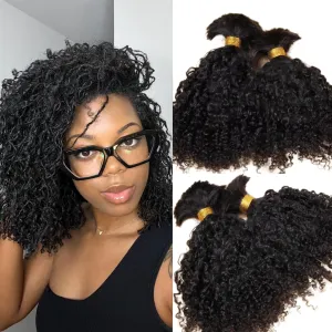 Afro Kinky Bulk Human Hair Extensions 100% Unprocessed Brazilian Virgin Human Hair 14 Inch 300g