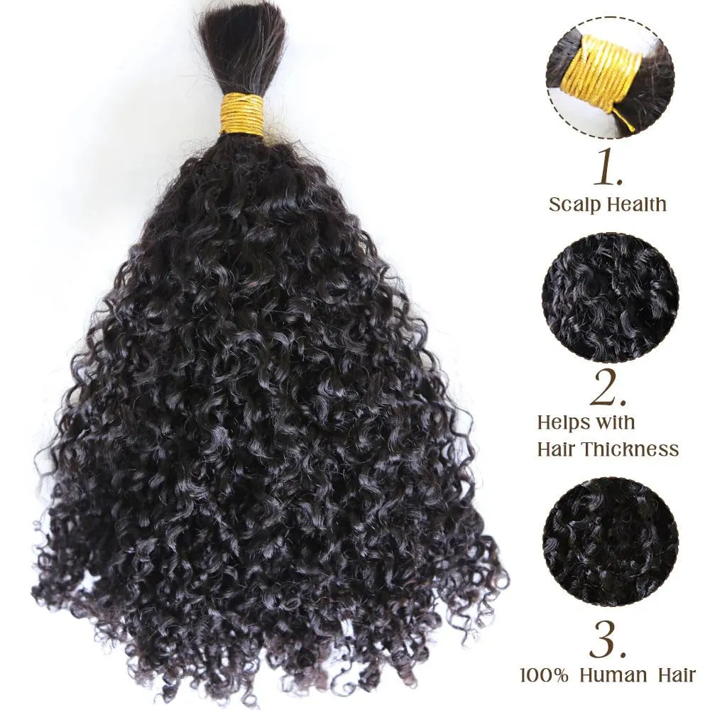 Afro Kinky Bulk Human Hair Extensions 100% Unprocessed Brazilian Virgin Human Hair 14 Inch 300g