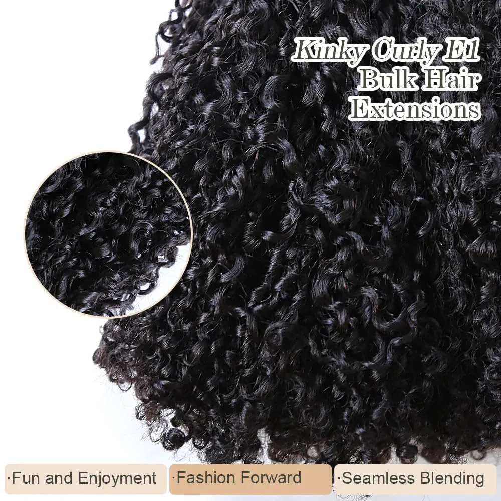 Afro Kinky Bulk Human Hair Extensions 100% Unprocessed Brazilian Virgin Human Hair 14 Inch 300g