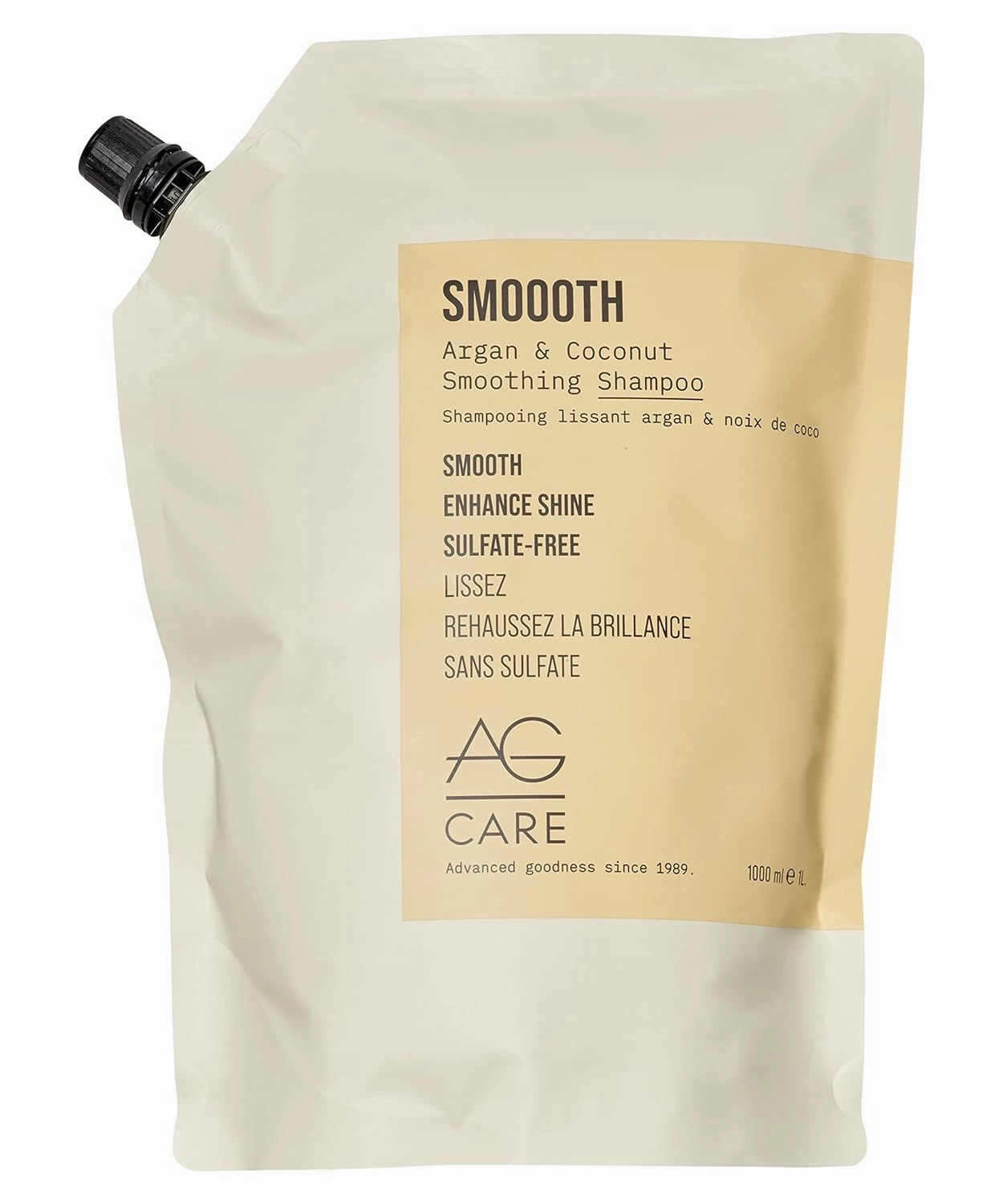 AG Care Smoooth Argan and Coconut Smoothing Shampoo, Enhance Shine and Smoothness, Sulfate-Free Shampoo, 33.8 Fl Oz