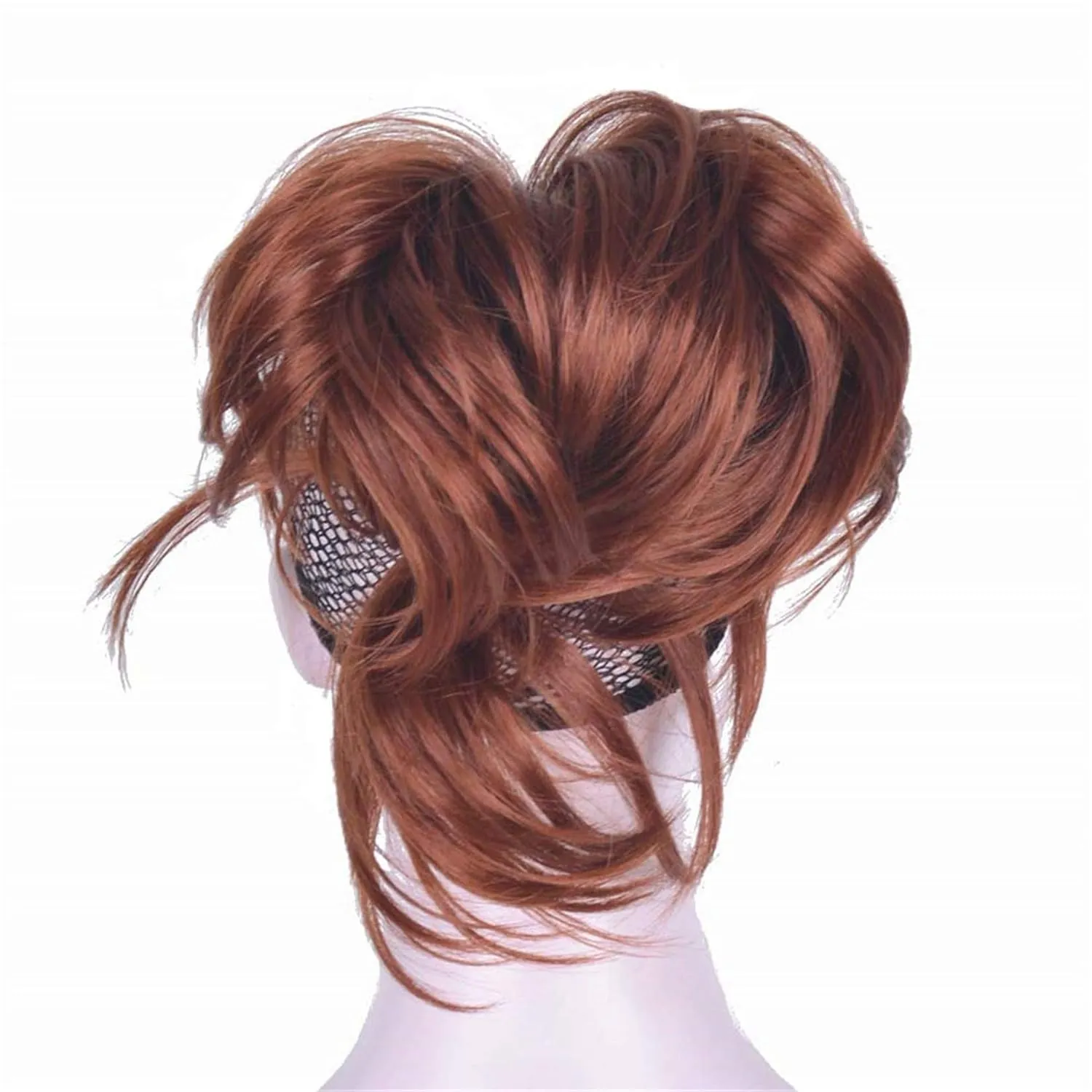 Aimole Adjustable Messy Style Ponytail Clip-on Straight Wig Short Extensions Hair Synthetic Hairpiece (130 Copper red)