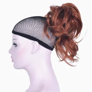 Aimole Adjustable Messy Style Ponytail Clip-on Straight Wig Short Extensions Hair Synthetic Hairpiece (130 Copper red)