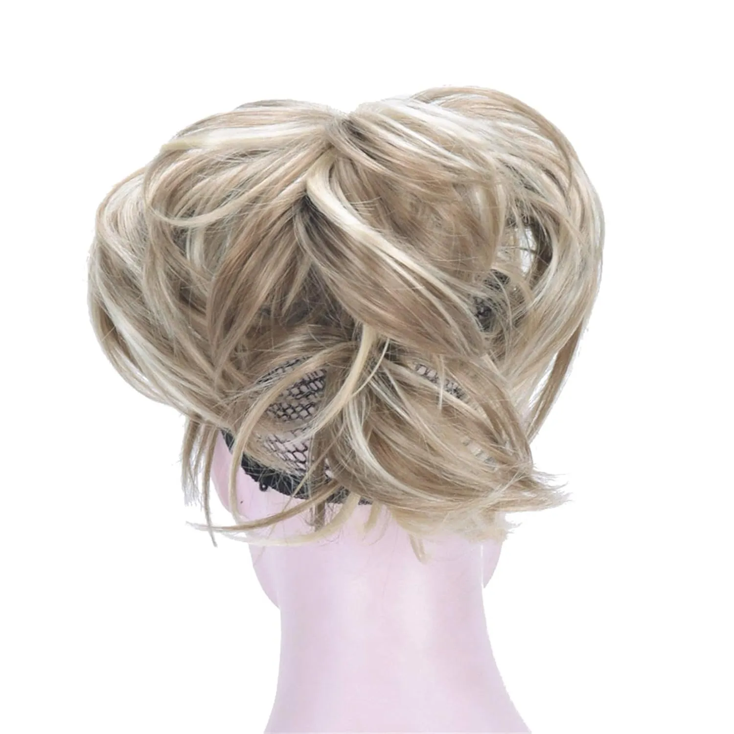 Aimole Adjustable Messy Style Ponytail Clip-on Straight Wig Short Extensions Hair Synthetic Hairpiece (H16-613 Blonde Highlighted)