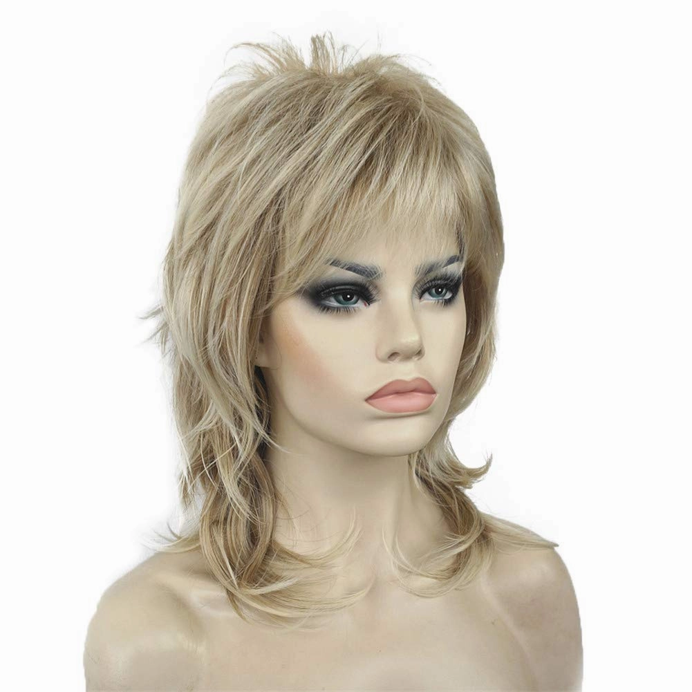 Aimole Shaggy Layered Wig Shoulder Length Women's Wig with Hair Bangs Premium Synthetic Hair Wig for Women (15BT613)