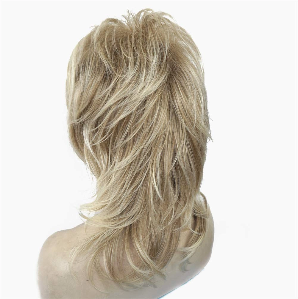 Aimole Shaggy Layered Wig Shoulder Length Women's Wig with Hair Bangs Premium Synthetic Hair Wig for Women (15BT613)