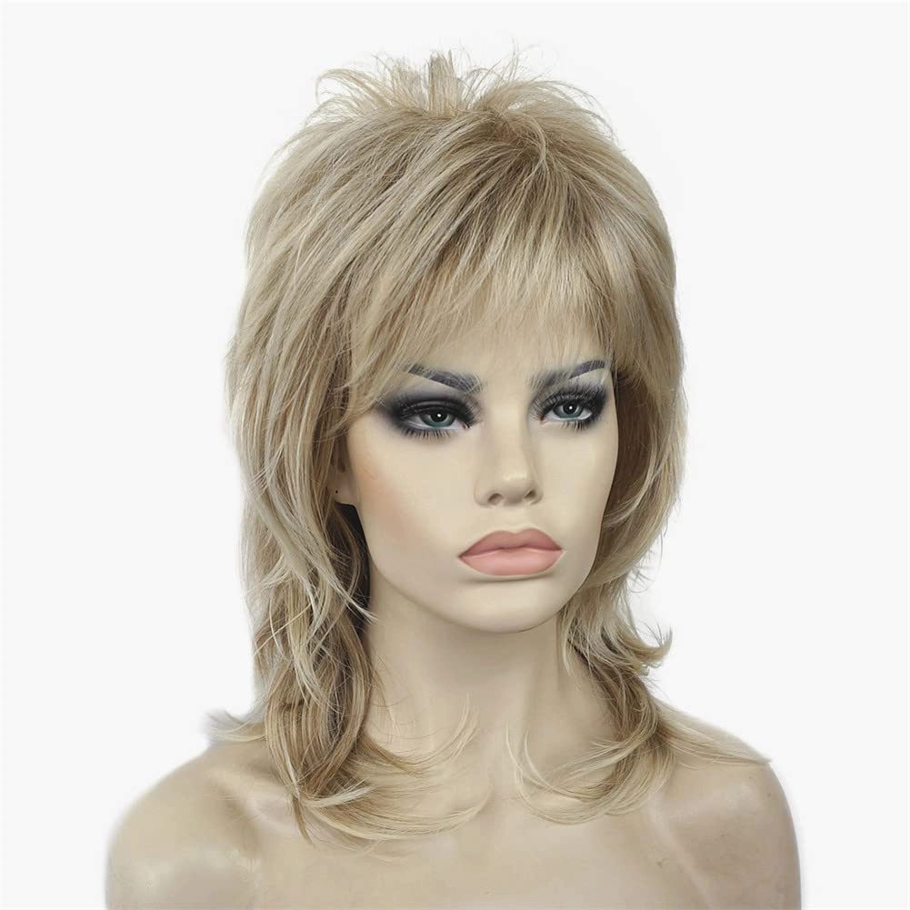 Aimole Shaggy Layered Wig Shoulder Length Women's Wig with Hair Bangs Premium Synthetic Hair Wig for Women (15BT613)