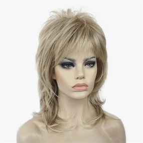 Aimole Shaggy Layered Wig Shoulder Length Women's Wig with Hair Bangs Premium Synthetic Hair Wig for Women (15BT613)