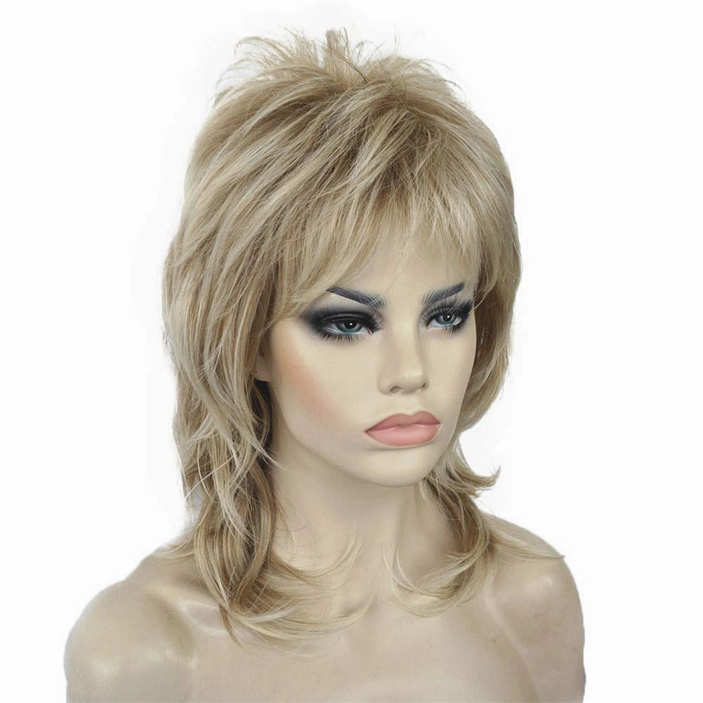 Aimole Shaggy Layered Wig Shoulder Length Women's Wig with Hair Bangs Premium Synthetic Hair Wig for Women (15BT613)