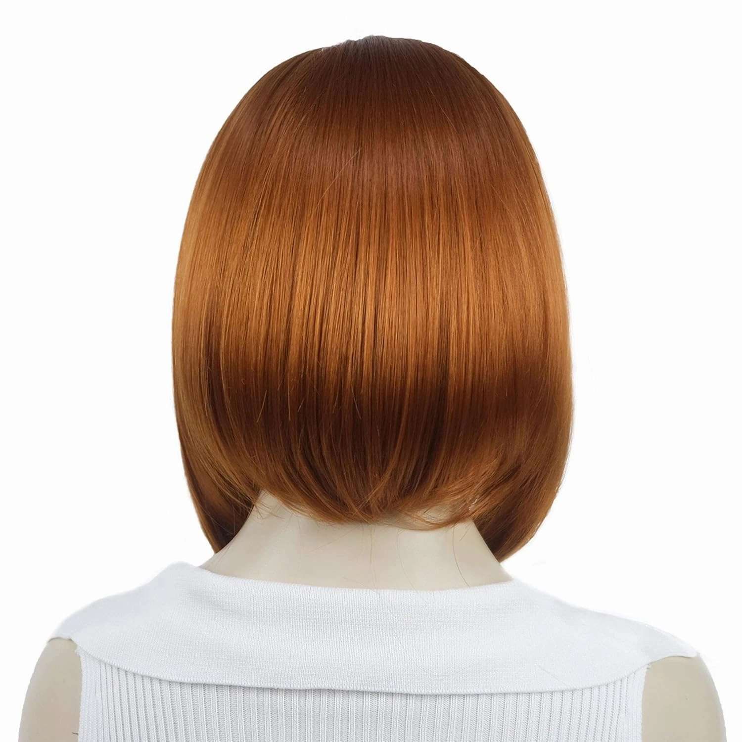Aimole Short Straight Bob 3/4 Wig with Headband Half Synthetic Wigs Women Hair(130A Fox Red)