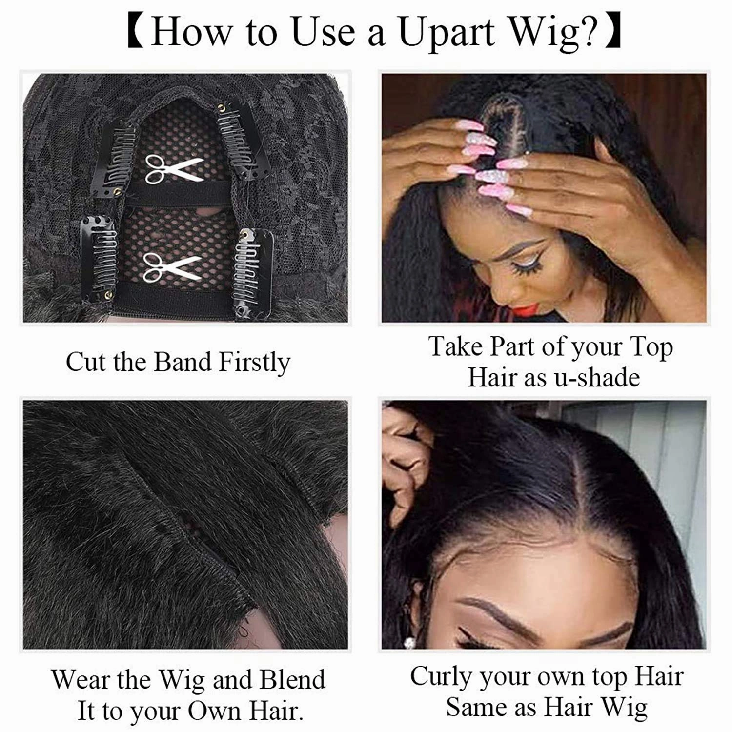 Aisaide Long Wavy U Part Wig Body Wave U Part Half Wigs for Black Women Synthetic U Part Clip in Hair Extensions No Leave Out V Shape 24inch