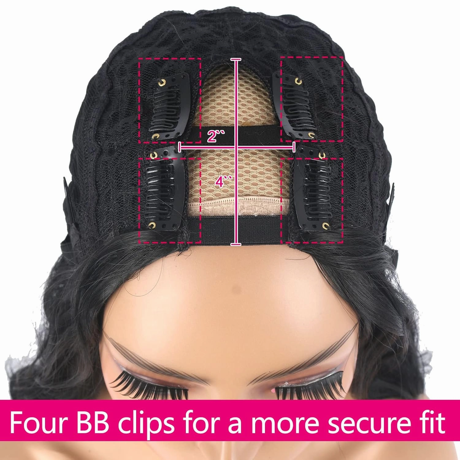 Aisaide Long Wavy U Part Wig Body Wave U Part Half Wigs for Black Women Synthetic U Part Clip in Hair Extensions No Leave Out V Shape 24inch