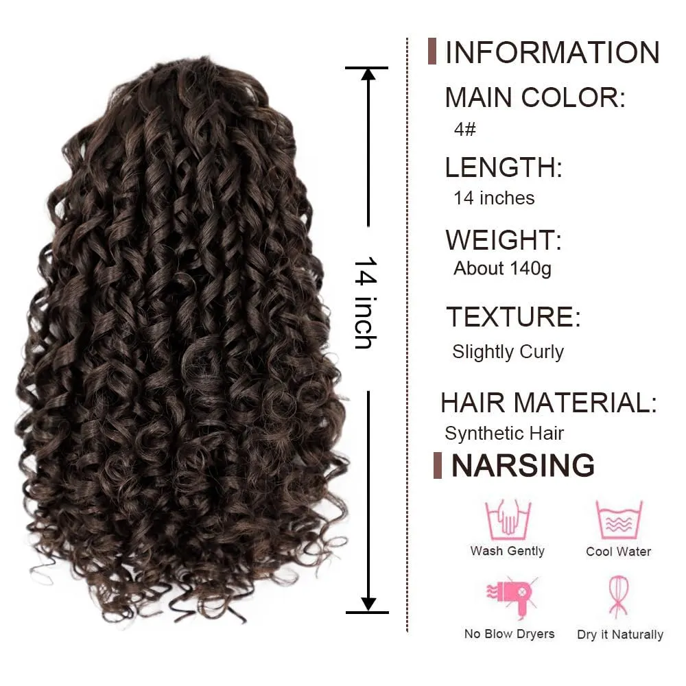 AISI BEAUTY Curly Ponytail Extension Drawstring Ponytails for Black Women Synthetic Curly Drawstring Ponytail with 2 Clips on Ponytails for Women (Dark Brown)