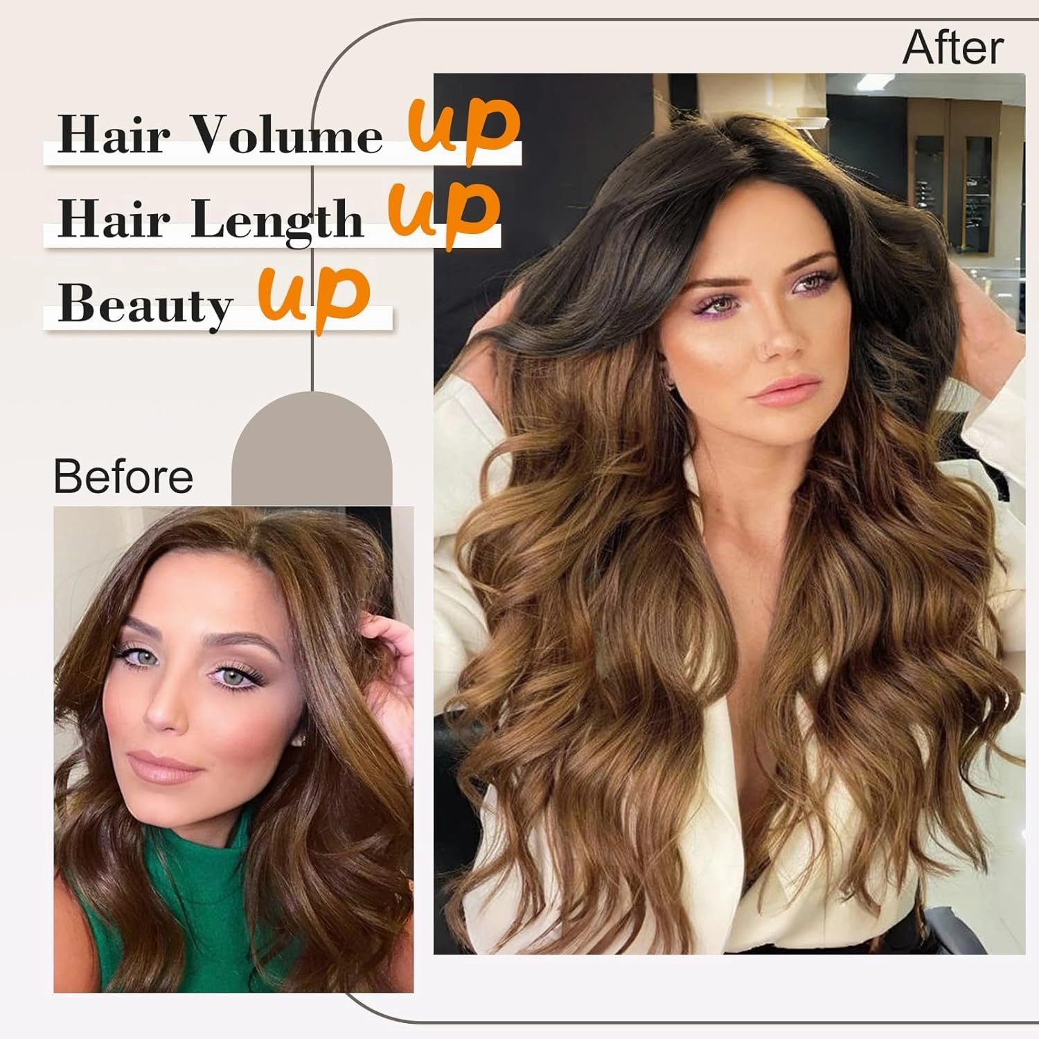 AISI BEAUTY Clip in Synthetic Hair Extensions 4PCS 20 Inch Long Wavy Hair Extensions Natural Thick Hairpieces for Women Daily and Part Use(Black to Brown)