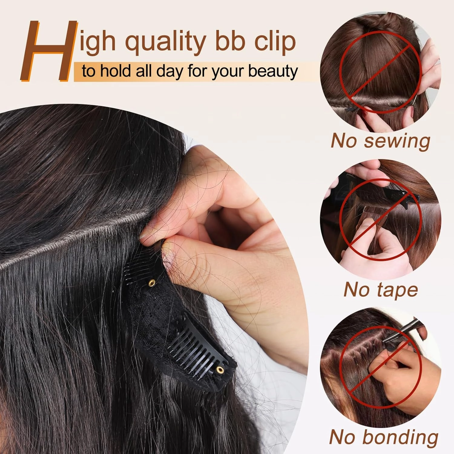 AISI BEAUTY Long Wavy Dark Brwon with Auburn Hair Extensions Clip in Synthetic Hair Extensions for Women 20 Inch 4PCS Thick Blonde Hairpiece（Dark Brwon with Auburn）