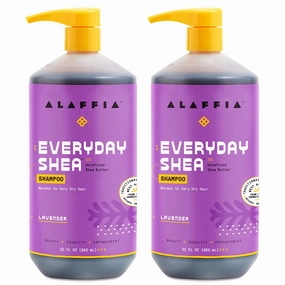 Alaffia EveryDay Shea Shampoo, Gentle Cleansing Shampoo for Normal to Dry Hair, Made with Fair Trade Unrefined Shea Butter, No Parabens or Phthalates, Lavender, 2 pack - 32 Fl Oz Ea