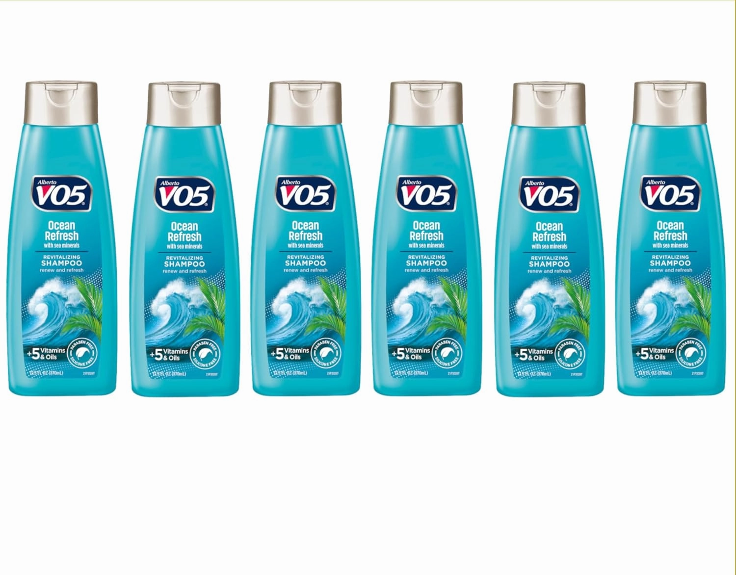 Alberto VO5 Ocean Refresh Shampoo with Sea Minerals, Revitalizing and Refreshing, Paraben & Silicone Free, 12.5 fl oz (Pack of 6)