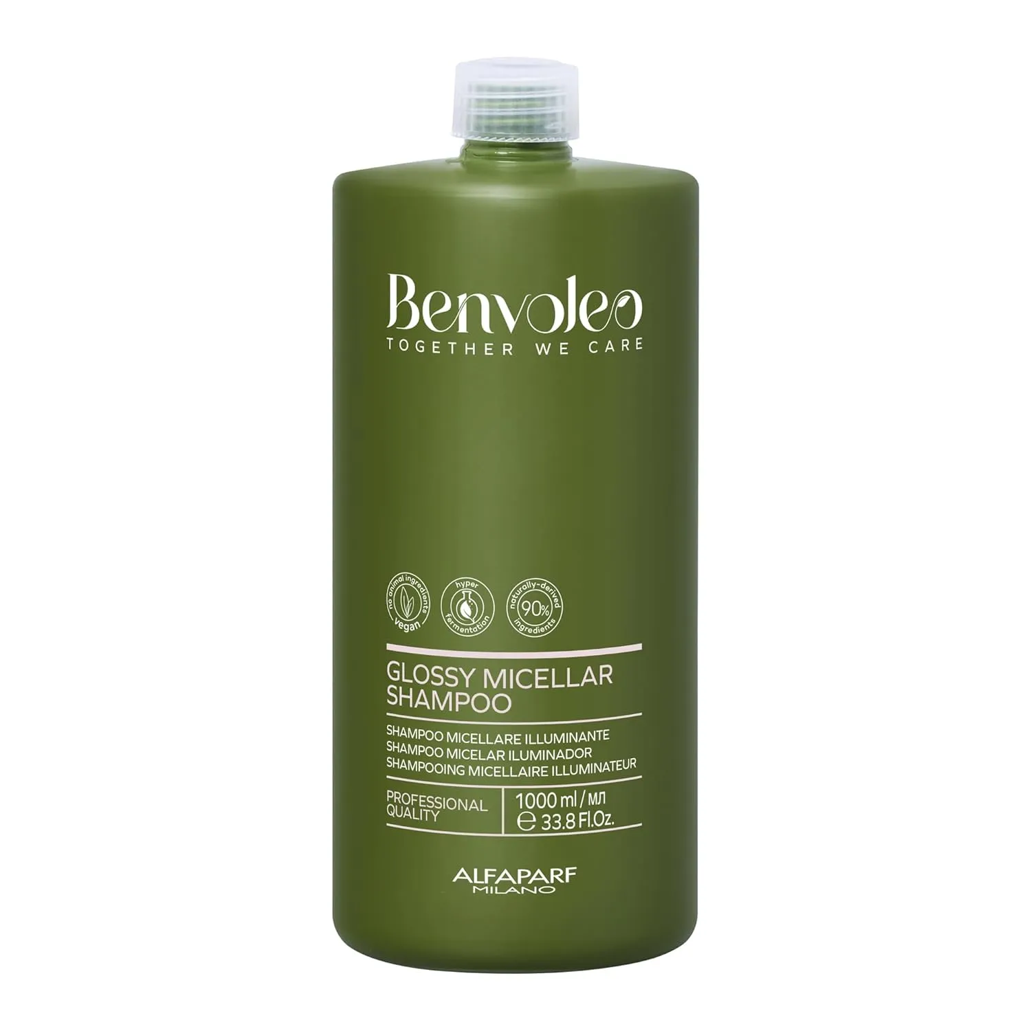 Alfaparf Milano Benvoleo Glossy Micellar Shampoo for Dull Hair - Clean, Vegan, Sustainable Hair Care - Sulfate Free Shampoo - Adds Shine and Softness - Natural Ingredients - 33.8 Fl. Oz.