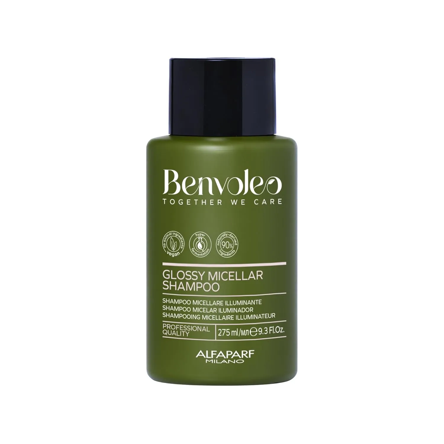 Alfaparf Milano Benvoleo Glossy Micellar Shampoo for Dull Hair - Clean, Vegan, Sustainable Hair Care - Sulfate Free Shampoo - Adds Shine and Softness - Natural Ingredients - 9.3 FL. Oz.