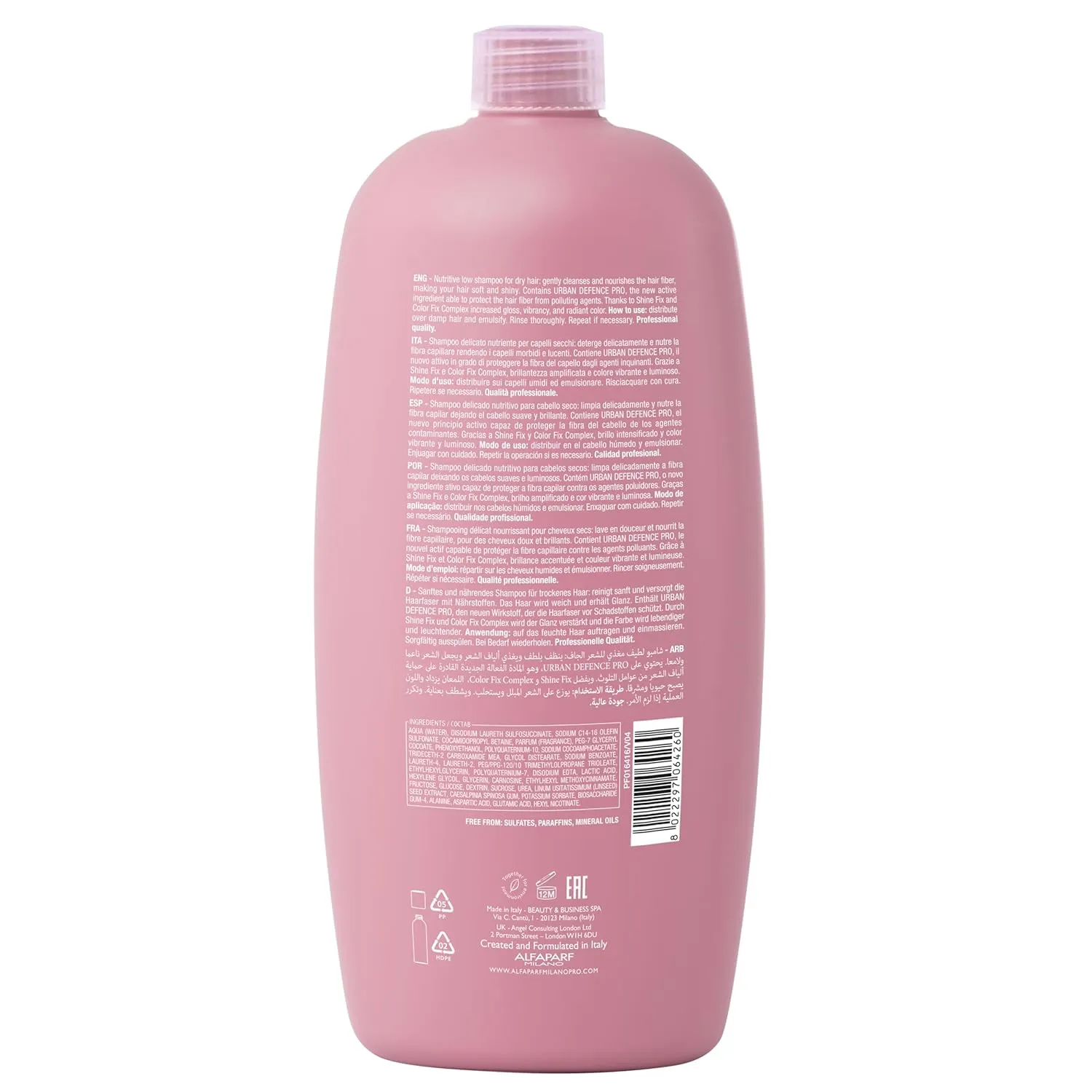 Alfaparf Milano Semi Di Lino Moisture Nutritive Sulfate Free Shampoo for Dry Hair - Paraben and Paraffin Free - Safe on Color Treated Hair - Professional Salon Quality
