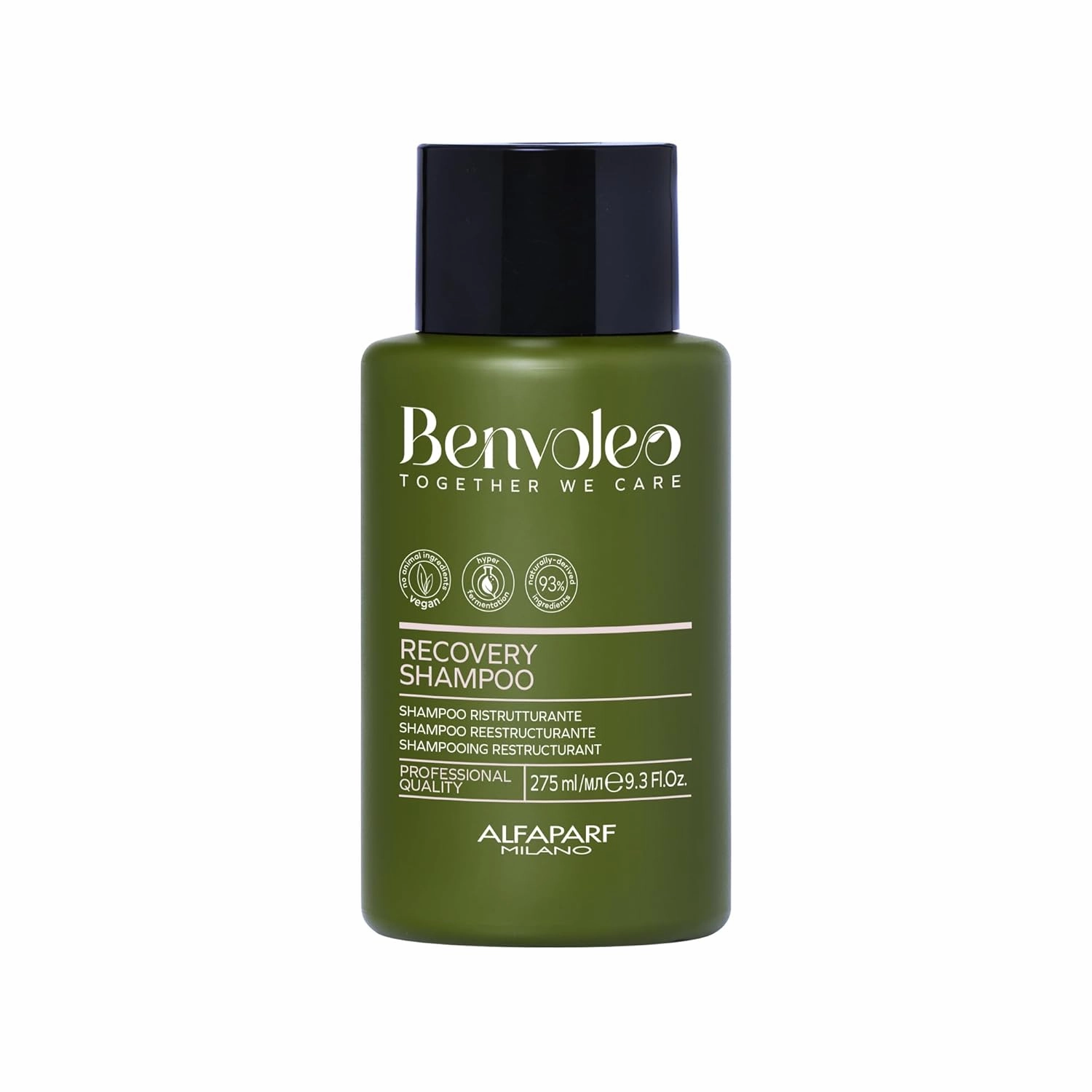 Alfaparf Milano Benvoleo Recovery Shampoo for Damaged Hair - Clean, Vegan, Sustainable Hair Care - Sulfate Free Shampoo - Repairs, Reconstructs, Protects - Natural Ingredients - 9.3 FL. Oz.