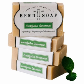 All Natural Goat Milk Soap - Paraben and GMO Free - Handmade in USA - Soothe Cracked Skin, Relax and Exfoliate - Overall Dry Skin Relief (Eucalyptus Spearmint, 4 Pack of 4.5oz)…