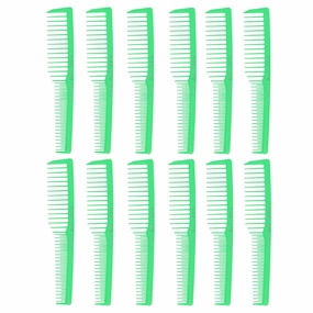 Allegro Combs 6000 Wide Tooth Teasing Lift Vented Hair Combs Space Tooth Barber Stylist Curly Hair Parting Neon 12 Pc. (Neon Green)