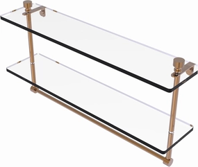 Allied Brass FT-2/22TB-BBR Foxtrot Collection 22 Inch Two Tiered Glass Integrated Towel Bar Shelf, Brushed Bronze