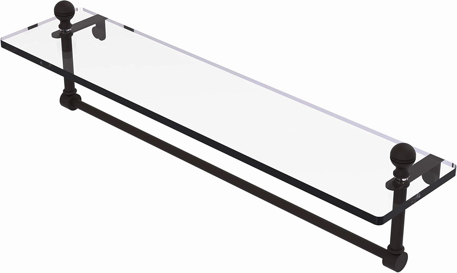 Allied Brass MA-1/22TB-ORB Mambo 22 Inch Vanity Integrated Towel Bar Glass Shelf, Oil Rubbed Bronze