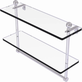 Allied Brass MA-2/16TB Mambo Collection 16 Inch Two Tiered Integrated Towel Bar Glass Shelf, Polished Chrome