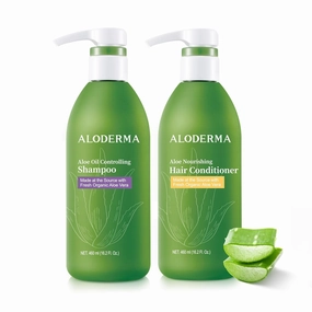 Aloderma Aloe Vera Hair Care Set - Oil Controlling Shampoo, Nourishing Hair Conditioner