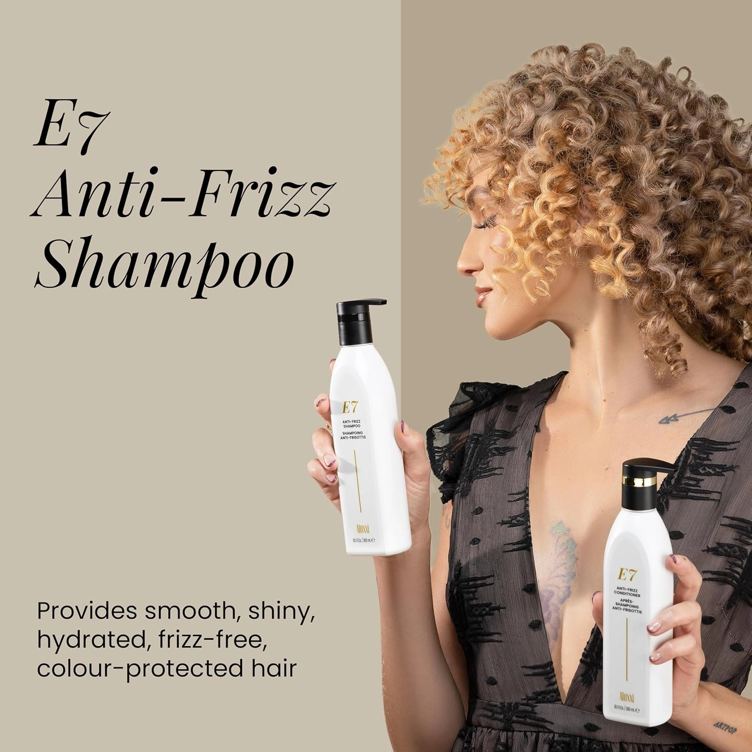 ALOXXI E7 Anti-Frizz Shampoo, Moisturizing & Strengthening with 7 Essential Cleansing Oils, for Color-Treated, Dry, Damaged & Frizzy Hair, Paraben & Sulfate-Free, 33.8 Fl Oz