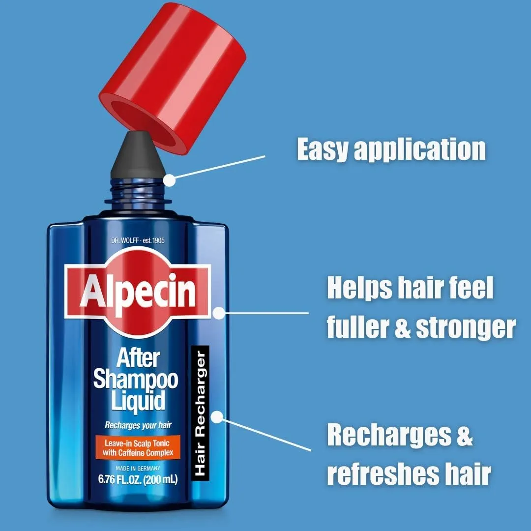 Alpecin After Shampoo Caffeine Liquid 6.76 fl oz (Pack of 3) I Topical Solution for Men's Thinning Hair I Promotes Natural Hair Growth I Sulfate Free with Concentrated Caffeine