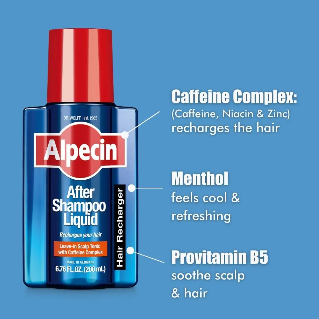 Alpecin After Shampoo Caffeine Liquid 6.76 fl oz (Pack of 3) I Topical Solution for Men's Thinning Hair I Promotes Natural Hair Growth I Sulfate Free with Concentrated Caffeine