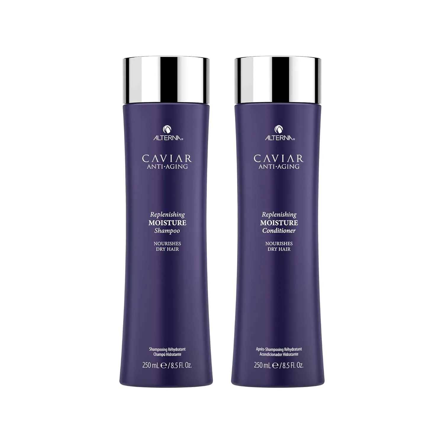 Alterna Haircare CAVIAR Anti-Aging Replenishing Moisture Shampoo and Conditioner Standard Set, 8.5oz each | Protects, Restores and Hydrates | Sulfate Free