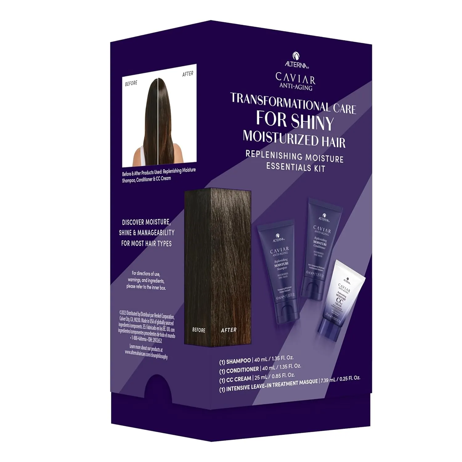 Alterna Haircare CAVIAR Anti-Aging Replenishing Moisture Trial Kit - Shampoo, Conditioner, Leave-In CC Cream | For Dry, Brittle Hair | Protects, Restores and Hydrates | Sulfate Free