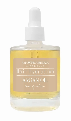 AMAZONICA BELEZA Argan Oil for Hair 100% Pure (60 ml / 2 Oz), Nutrition, Hydration, Repair and Strengthens Hair, Aceite de Argan para Cabello