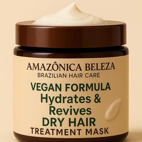 AMAZONICA BELEZA Vegan Veggie Refiner Hair Mask, Nourishes, Moisturizes and Repairs, Sulfate, Parabens and Cruelty Free, with Natural Ingredients for all Hair Types, 10 Oz