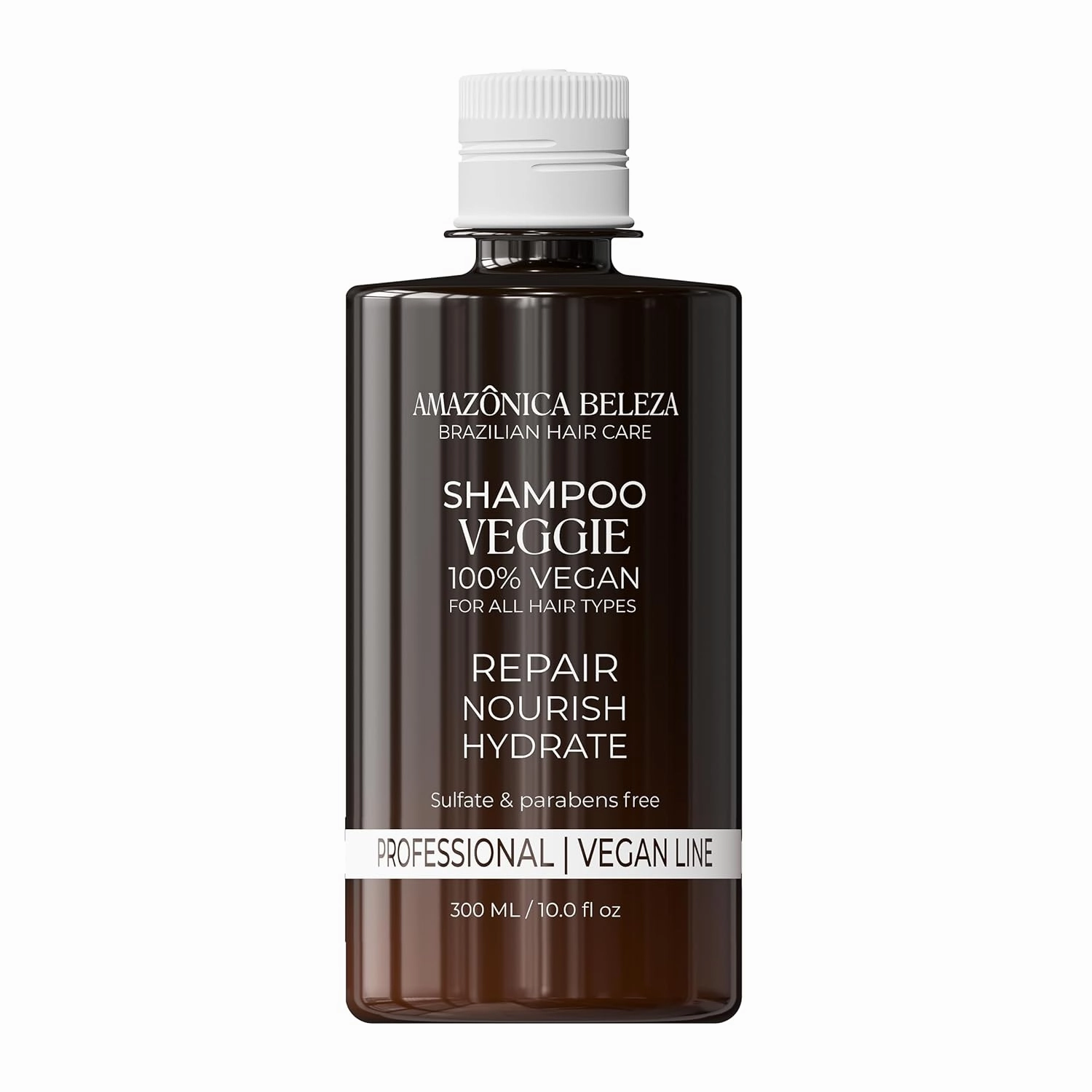 AMAZONICA BELEZA Vegan Veggie Refiner Shampoo, Nourishes, Moisturizes and Repairs, Sulfate, Parabens and Cruelty Free, with Natural Ingredients for all Hair Types, 10 Oz