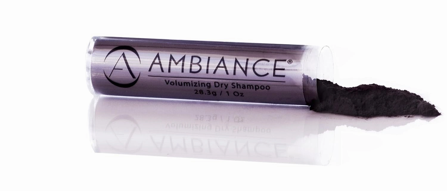 Ambiance Natural Dry Shampoo Powder Refill for Black Hair - Non Aerosol Travel Size Tinted Shampoo - Non Toxic, Benzene Free - Volumizing, Refreshes Oily Hair & Covers Roots Between Colorings