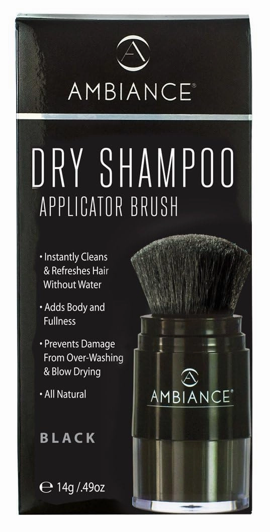 Ambiance Natural Dry Shampoo Powder Refill for Black Hair - Non Aerosol Travel Size Tinted Shampoo - Non Toxic, Benzene Free - Volumizing, Refreshes Oily Hair & Covers Roots Between Colorings
