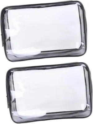 Angoily Storage Bag 2 Pcs Large Capacity Makeup Bag Zipper Bag PVC for Travel Toiletries, As Shown, M