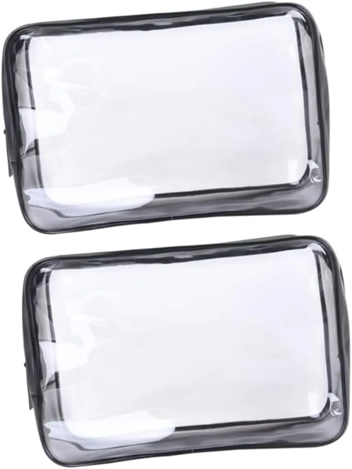 Angoily Storage Bag 2 Pcs Large Capacity Makeup Bag Zipper Bag PVC for Travel Toiletries, As Shown, M
