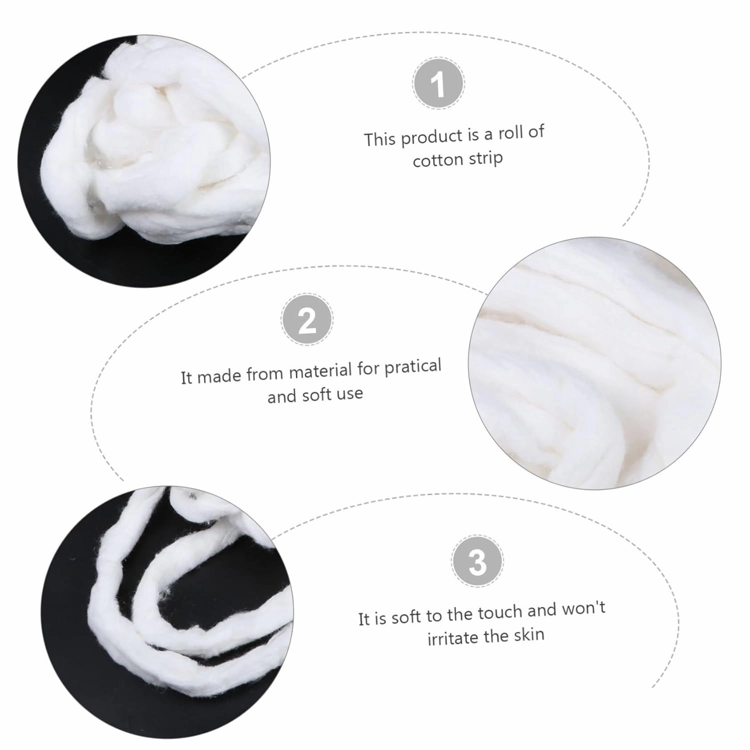 Angoily 2 Rolls Salon Grade Cotton Strips Pure Cotton Soft Strong Ideal for Shampoo Cape Nail Polish Remover Makeup Wipes