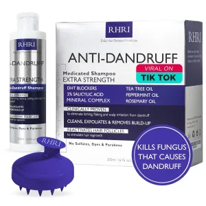 Anti Dandruff Shampoo for Men & Women | Extra Strength Medicated Shampoo with 2% Salicylic Acid and Tea Tree Oil for Itchy, Dry Scalp, Flakes and Build-Up | Sulfate Free 200ml