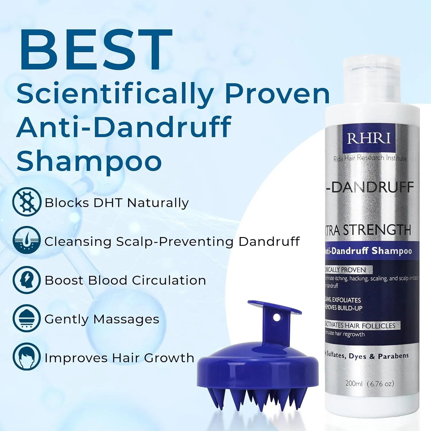 Anti Dandruff Shampoo for Men & Women | Extra Strength Medicated Shampoo with 2% Salicylic Acid and Tea Tree Oil for Itchy, Dry Scalp, Flakes and Build-Up | Sulfate Free 200ml