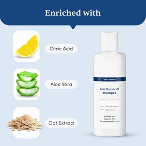 Anti Dandruff Shampoo | 5.5 Balanced pH | 3X Faster Reduction in Flaking, Itching, & Dry Scalp | Aloe Vera & Oat Extract | Dermatologically Tested | 100 ml