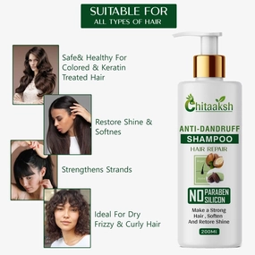 Anti Dandruff Shampoo | Reduces Up to 100% Dandruff and Strengthens Hair | Derma Approved Shampoo with Salicylic Acid & Biotin | Helps Remove Flakes and Itching 200ml